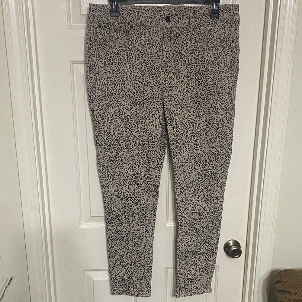 Seven7 Leopard Print Skinny Pants - Beige & Black
